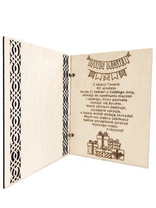 Drewniana Kartka Urodzinowa Prezent Grawer Dowolny Wiek 18 30 40 50