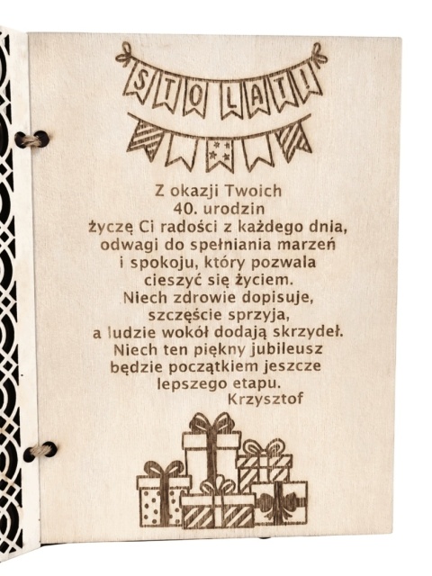 Drewniana Kartka Urodzinowa Prezent Grawer Dowolny Wiek 18 30 40 50