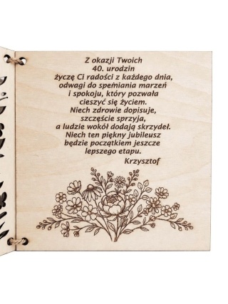 Drewniana Kartka Urodzinowa Prezent Grawer Dowolny Wiek 18 30 40 50