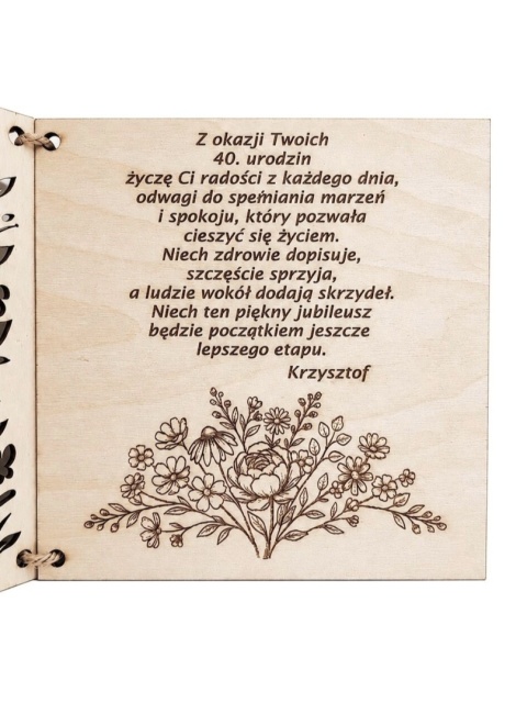 Drewniana Kartka Urodzinowa Prezent Grawer Dowolny Wiek 18 30 40 50