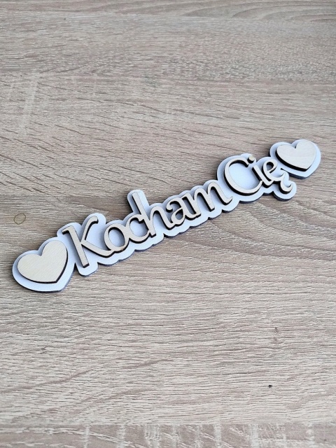 Drewniany Topper / Napis Kocham Cię z Sercami | Wymiar 10-40 cm
