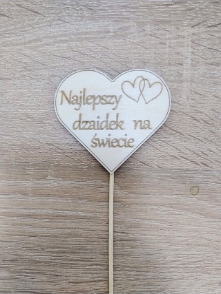 Serce z Drewna Grawerowane Najlepszy dziadek na świecie – Topper, Zawieszka, Ozdoba